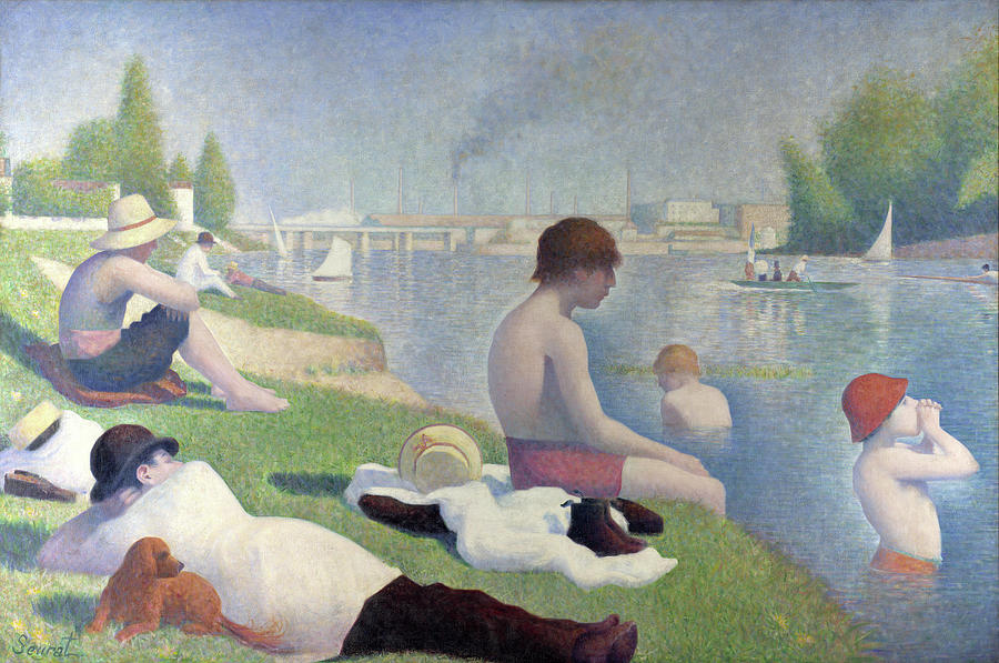 Georges Pierre Seurat Painting - Bathers at Asnieres by Georges Seurat by Mango Art