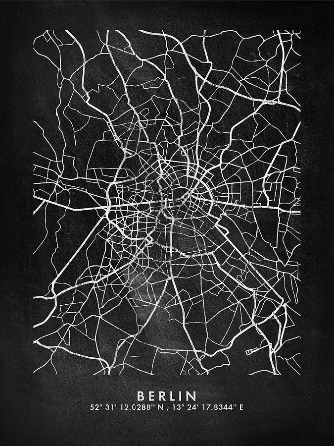 Berlin City Map Digital Art By Chara - Fine Art America