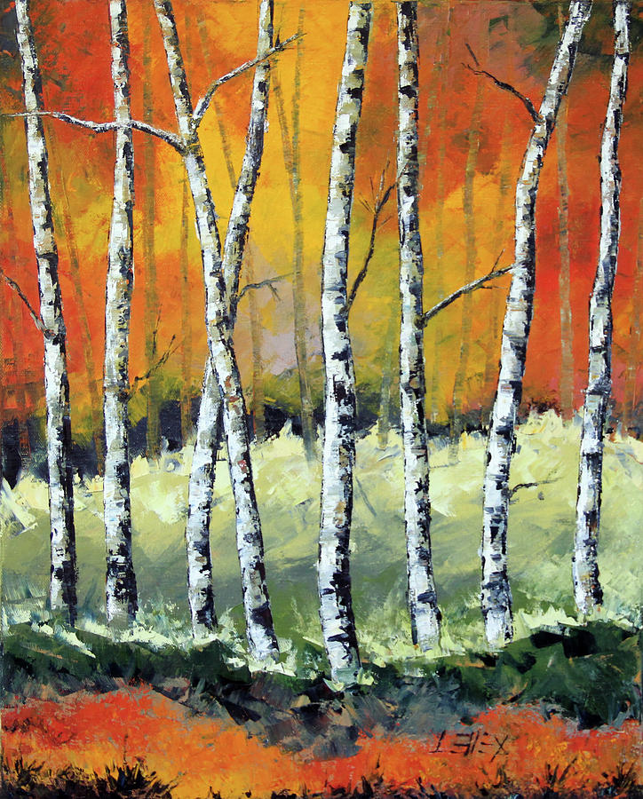 Birch Tree Forest #5 Painting by Lisa Elley - Pixels