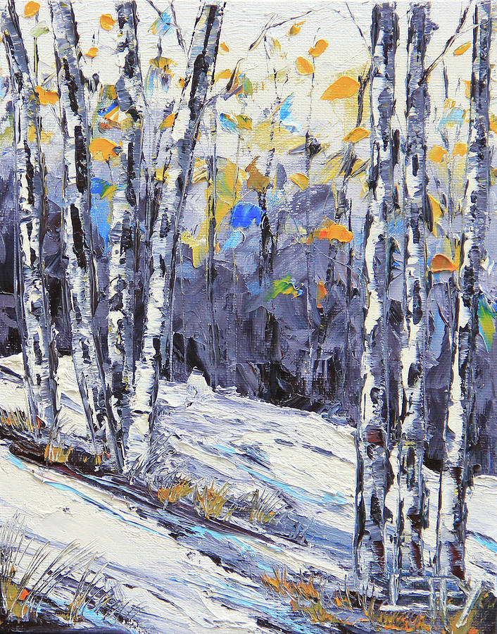 Birch tree landscape painting with fall colors Painting by Lisa Elley ...