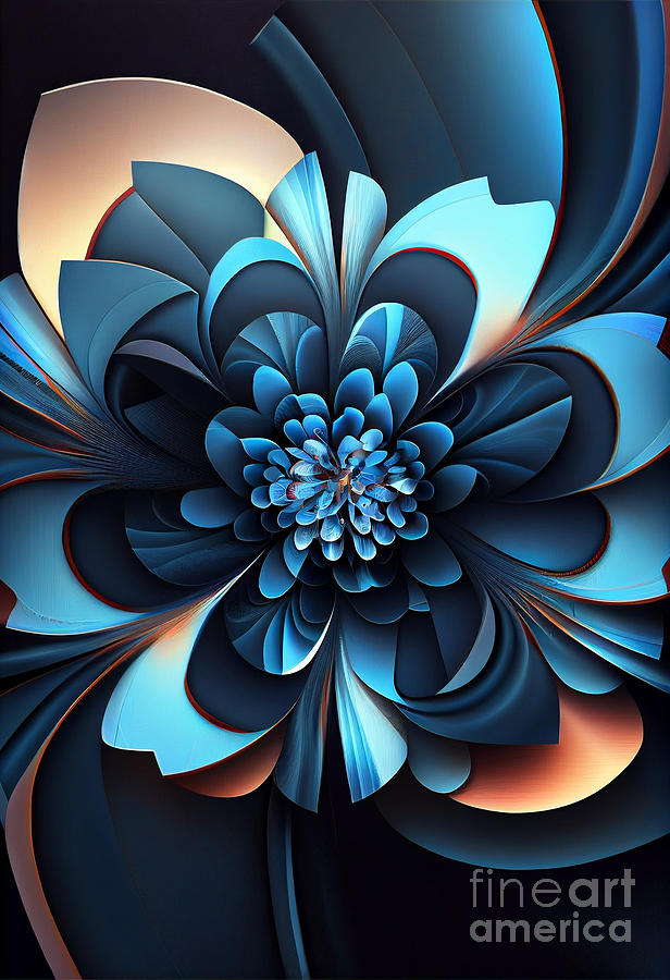 Flower Digital Art - Blue flower geometry #5 by Sabantha