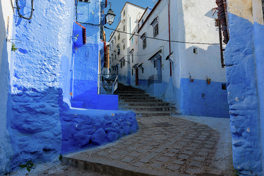 Blue street inside Medina of Chefchaouen #5 Photograph by Mikhail Kokhanchikov