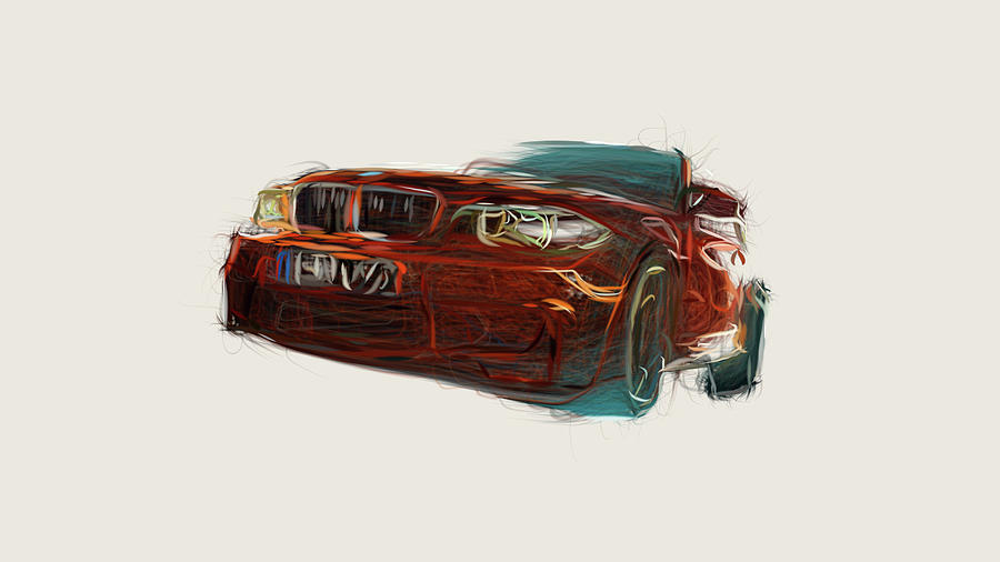BMW 1 Series M Coupe Car Drawing #5 Digital Art by CarsToon Concept