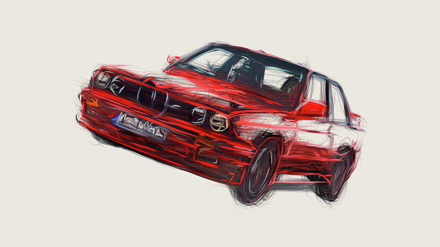 Bmw 0 M3 Drawing Digital Art By Carstoon Concept