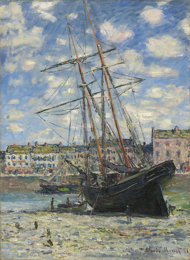 Claude Monet Painting - Boat Lying at Low Tide  #5 by Claude Monet