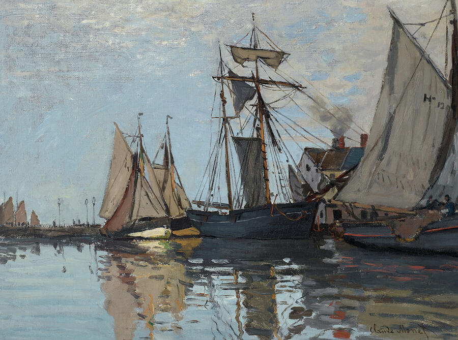 Boats in the Port of Honfleur, from 1866 Painting by Claude Monet