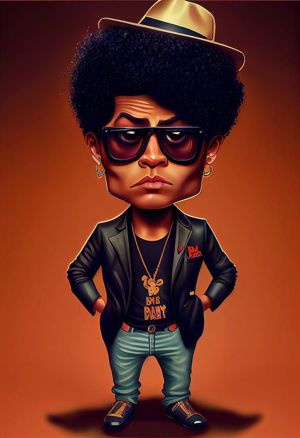 Bruno Mars Caricature Mixed Media