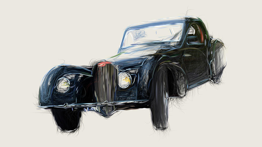 Bugatti Type 57S Coupe Drawing #5 Digital Art by CarsToon Concept