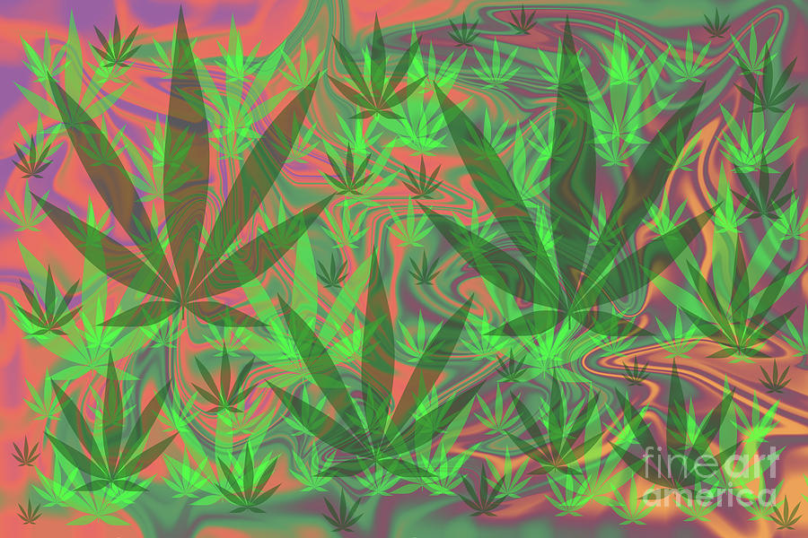 Cannabis Leaf Abstract #5 Digital Art by Jonathan Welch