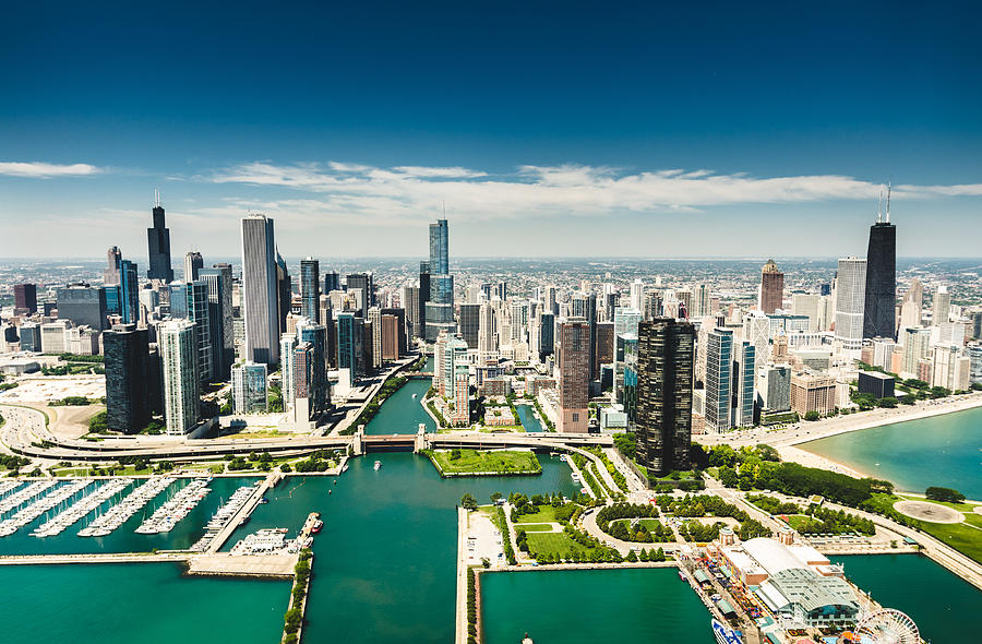 Chicago skyline aerial view #5 Photograph by Franckreporter