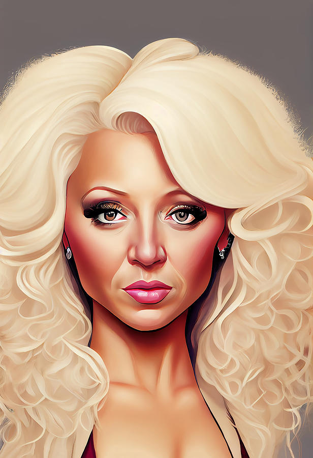 Christina Aguilera Caricature Mixed Media