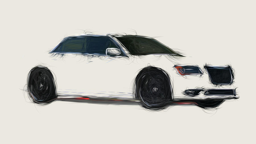 Chrysler 300 SRT8 Car Drawing Digital Art by CarsToon Concept