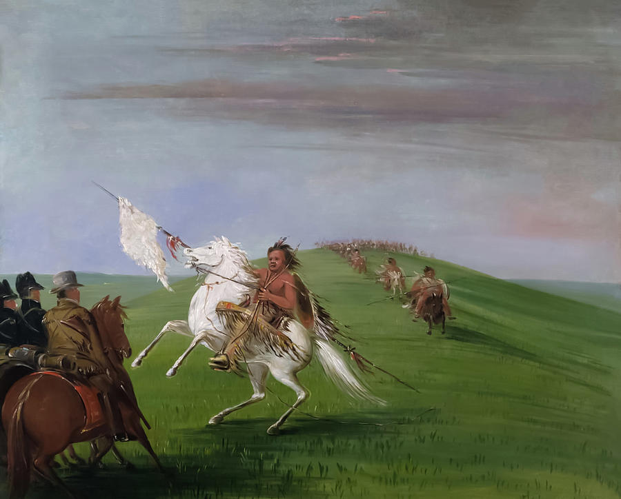 Comanche Meeting The Dragoons By George Catlin Painting