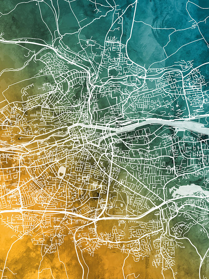 Cork Ireland City Map #5 Digital Art by Michael Tompsett