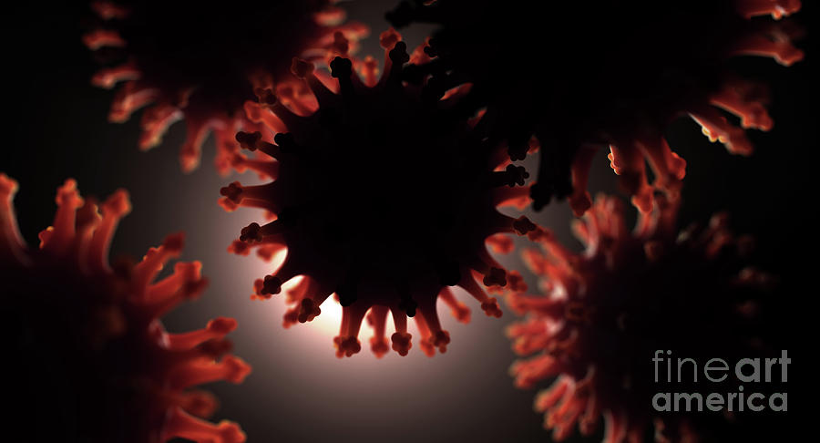 Abstract Digital Art - Coronavirus Molecules #5 by Allan Swart