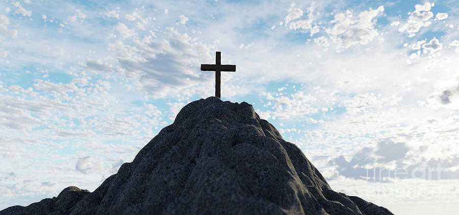 Cross on mountain peak at sunset christian religion #5 Photograph by Michal Bednarek