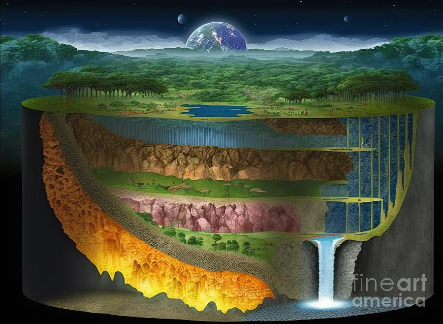 cross section of Earth subsurface layers #5 Digital Art by Benny Marty