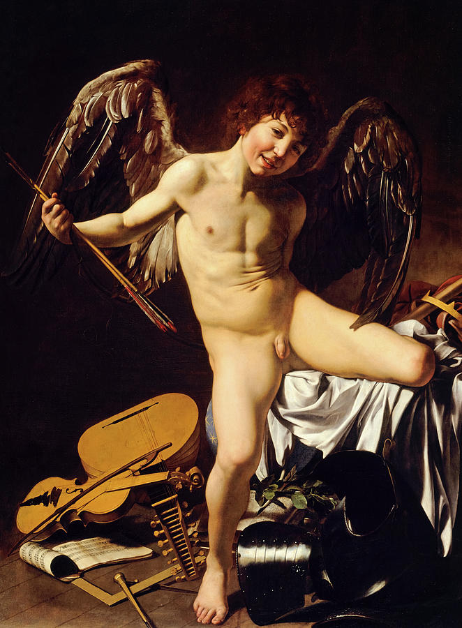 Caravaggio Painting - Cupid as Victor #5 by Caravaggio