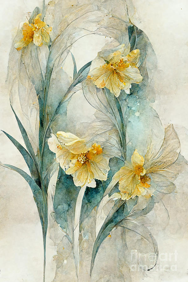 Flower Digital Art - Daffodils #5 by Sabantha