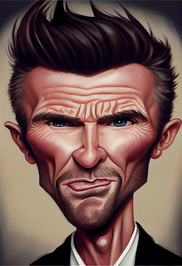 David Beckham Caricature Mixed Media