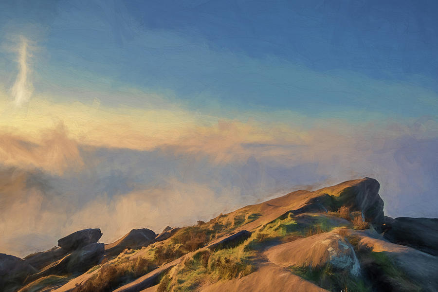 Digital oil painting of a cloud inversion, and mist at The Roaches ...