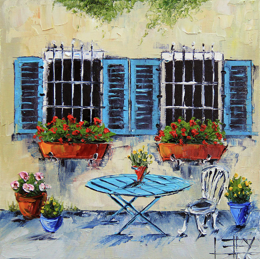 European city painting with flowers and windowboxes Painting by Lisa ...