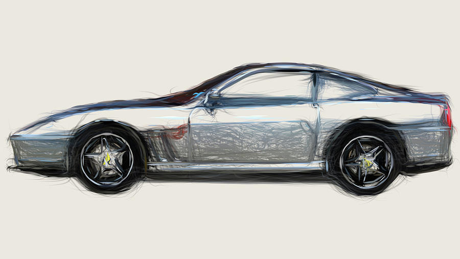 Ferrari 550 Maranello Car Drawing #5 Digital Art by CarsToon Concept