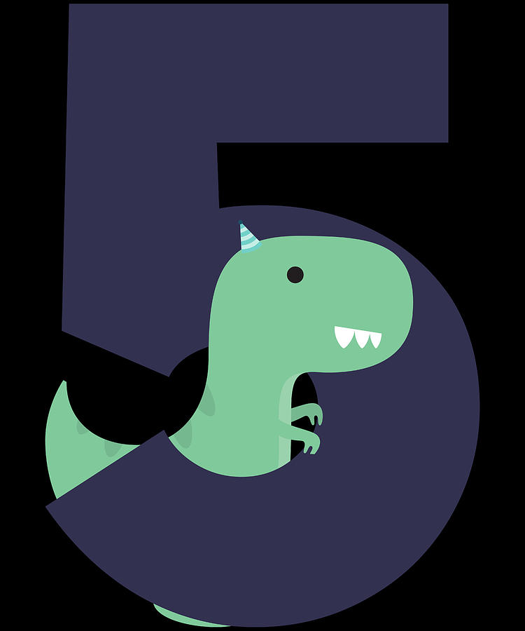 5 Fifth Birthday T-Rex Dinosaur Digital Art by Flippin Sweet Gear