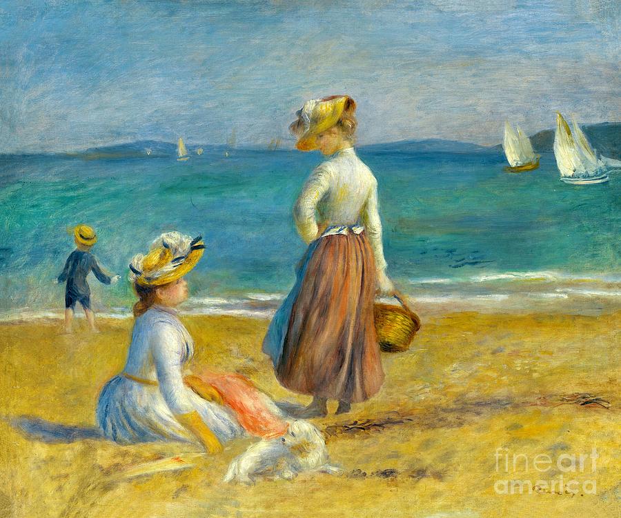 Figures on the Beach #5 Painting by Pierre-Auguste Renoir