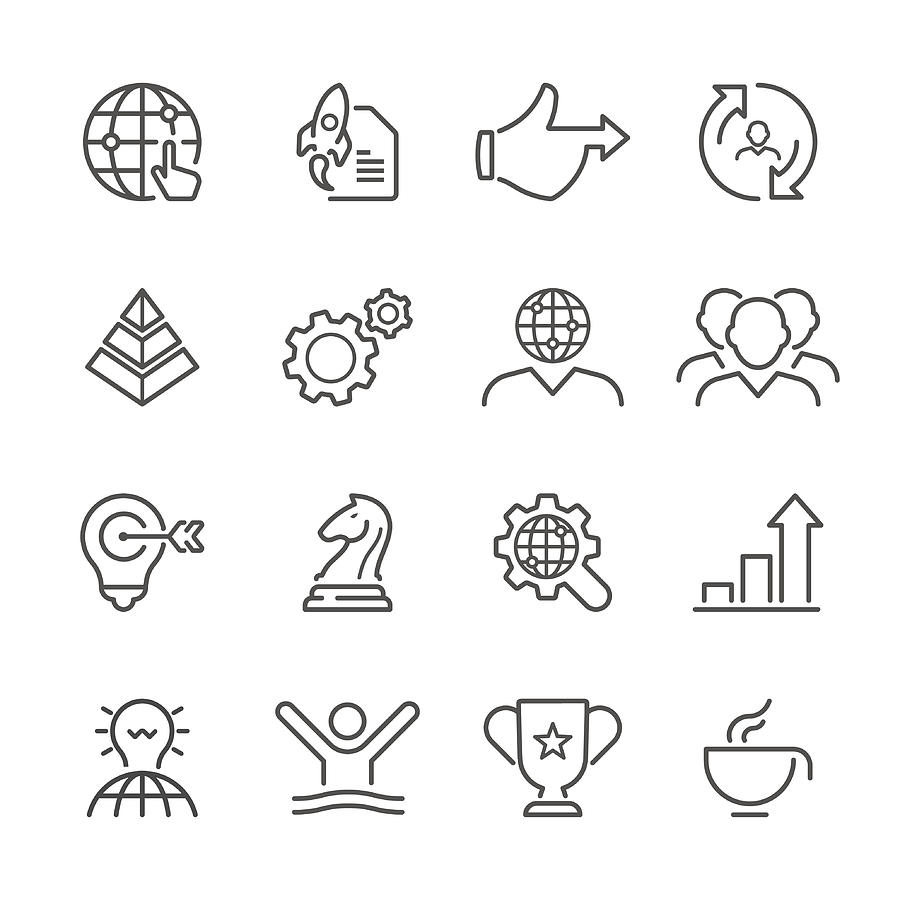 Flat Line icons - Business  Series #5 Drawing by RENGraphic