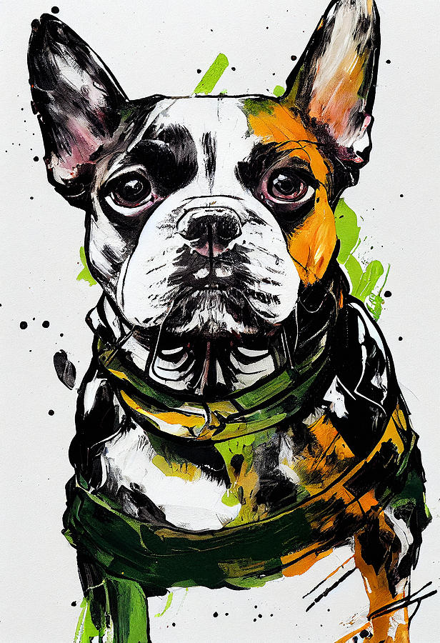 Dog Mixed Media - French bulldog #5 by SampadArt Gallery
