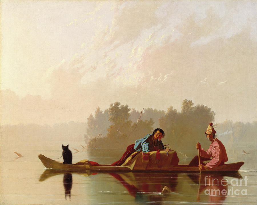Cat Painting - Fur Traders Descending the Missouri #5 by George Caleb Bingham