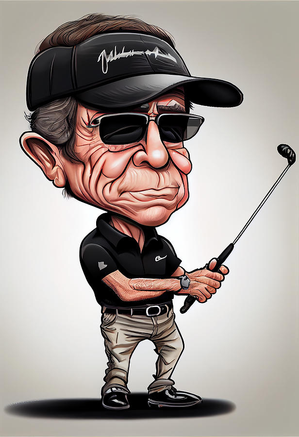 Gary Player Caricature Mixed Media