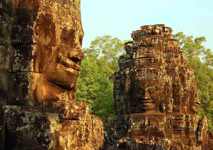 Giant stone faces at Bayon Temple in Cambodia #5 Photograph by Mikhail Kokhanchikov