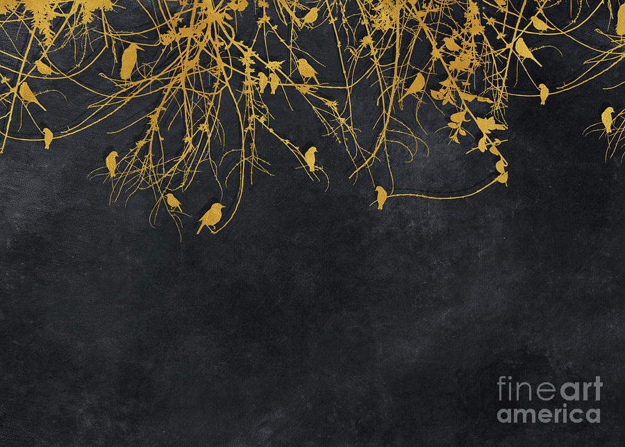 Gold And Black Floral #goldblack #floral #5 Digital Art by Justyna Jaszke JBJart