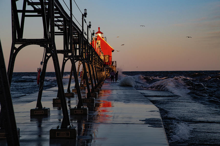 Grand Haven Pier and Lighthouse in Michigan #5 Photograph by Eldon McGraw