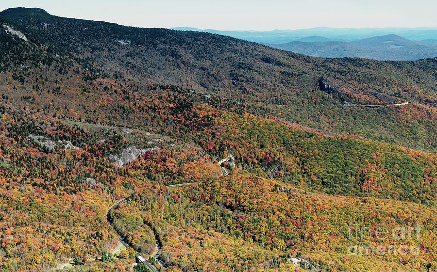 Grandfather Mountain and the Linn Cove Viaduct section of the Bl #1 Photograph by David Oppenheimer