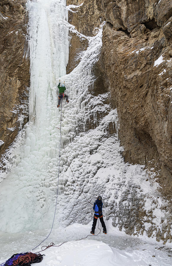 Greg Moore Climbing Kettle Falls Ice Climb WI4 Photograph by Elijah er Fine Art America