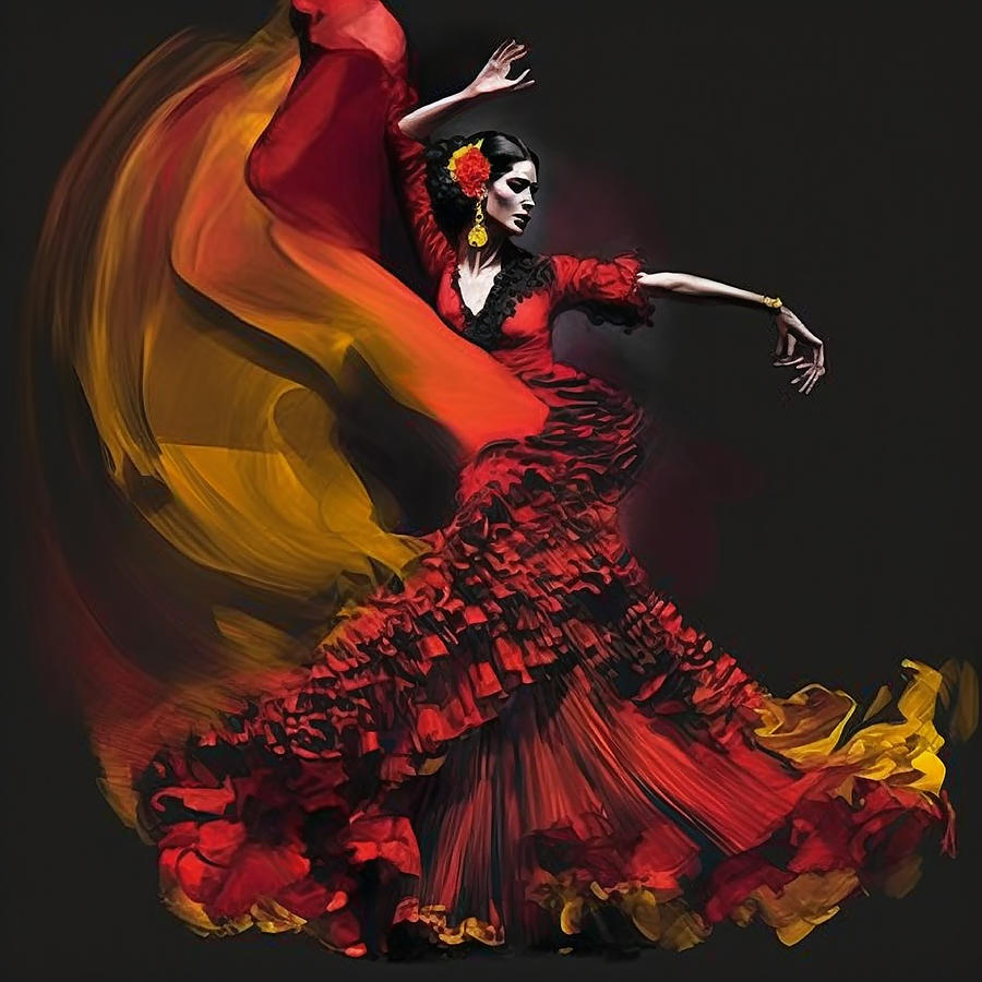 Highly Coloured Flamenco Dancer Mixed Media