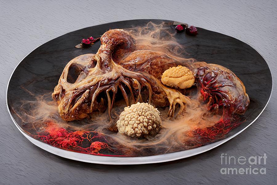 Horror food dish of Halloween dinner #5 Digital Art by Benny Marty