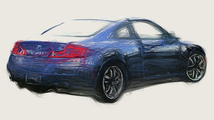 Infiniti G35 Coupe Car Drawing Digital Art by CarsToon Concept Fine
