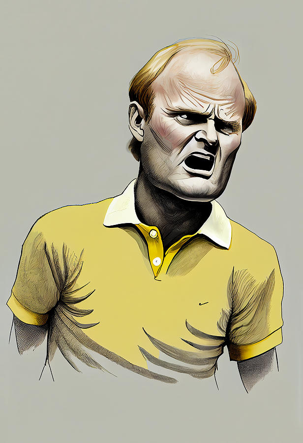 Jack Nicklaus Caricature Mixed Media