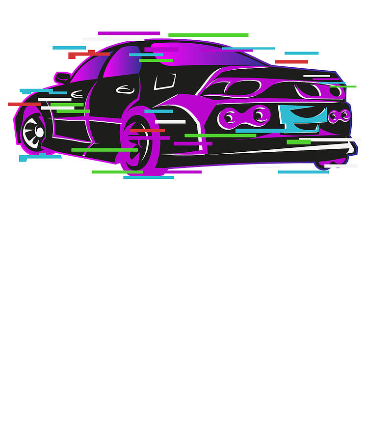 JDM Tuning Car Racing Glitch Effect Digital Art by Toms Tee Store - Pixels