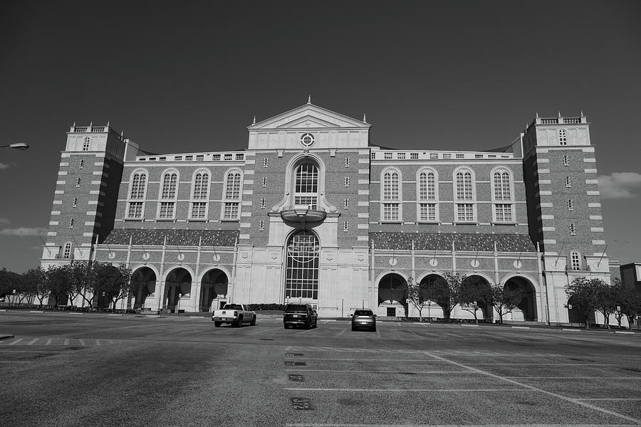 Jones ATT Stadium at Texas Tech University in black and white #5 Photograph by Eldon McGraw