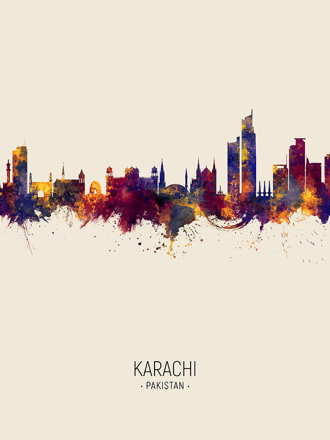 Karachi Pakistan Skyline #5 Digital Art by Michael Tompsett