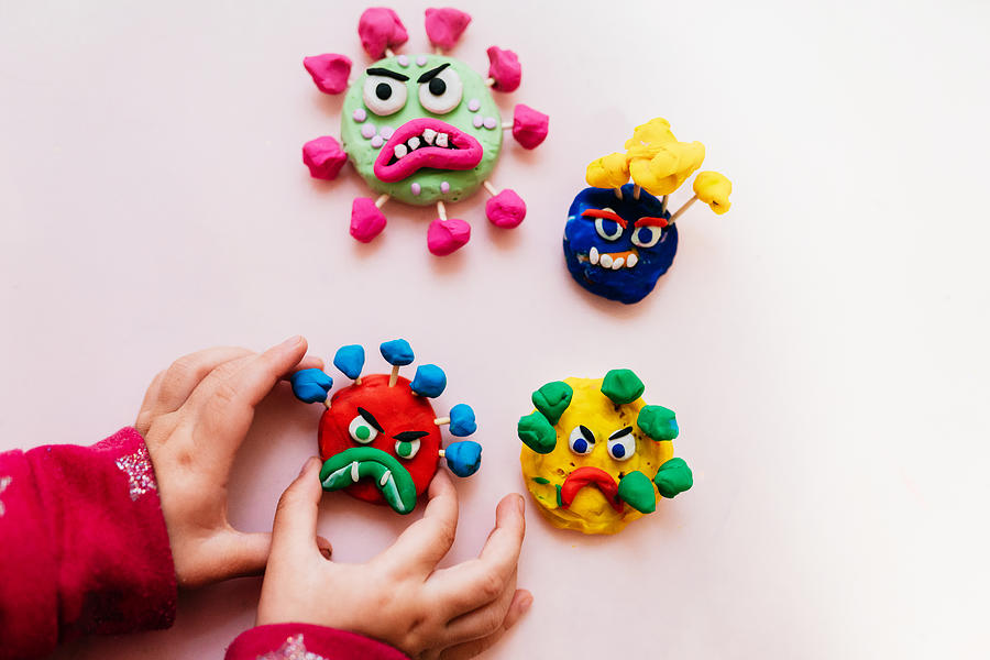 Kid handmade coronavirus ugly monsters made with plasticine #5 Photograph by Volanthevist