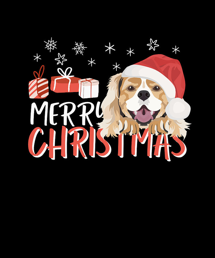 King Charles Spaniel Merry Christmas Digital Art by GreenOptix - Fine ...