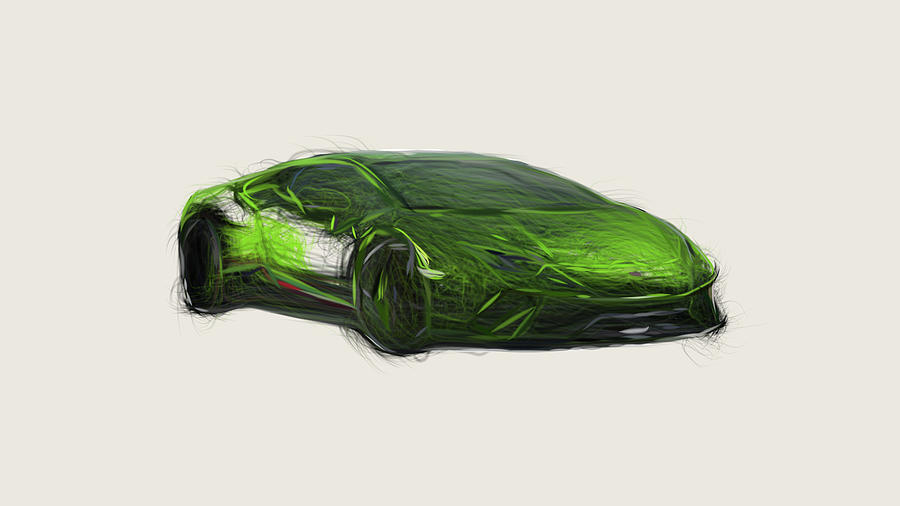 Lamborghini Huracan Performante Car Drawing Digital Art by CarsToon ...