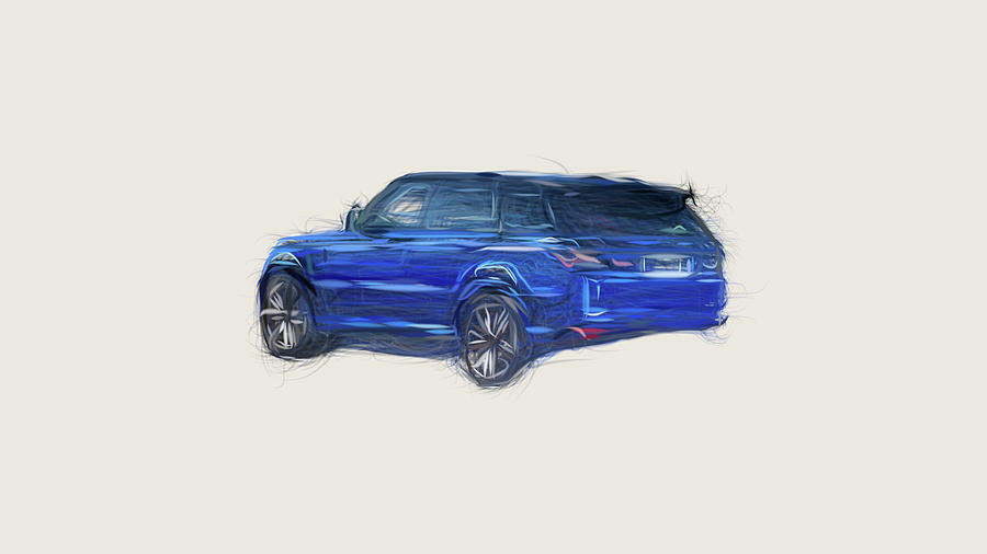 Land Rover Range Rover Sport SVR Car Drawing Digital Art by CarsToon ...