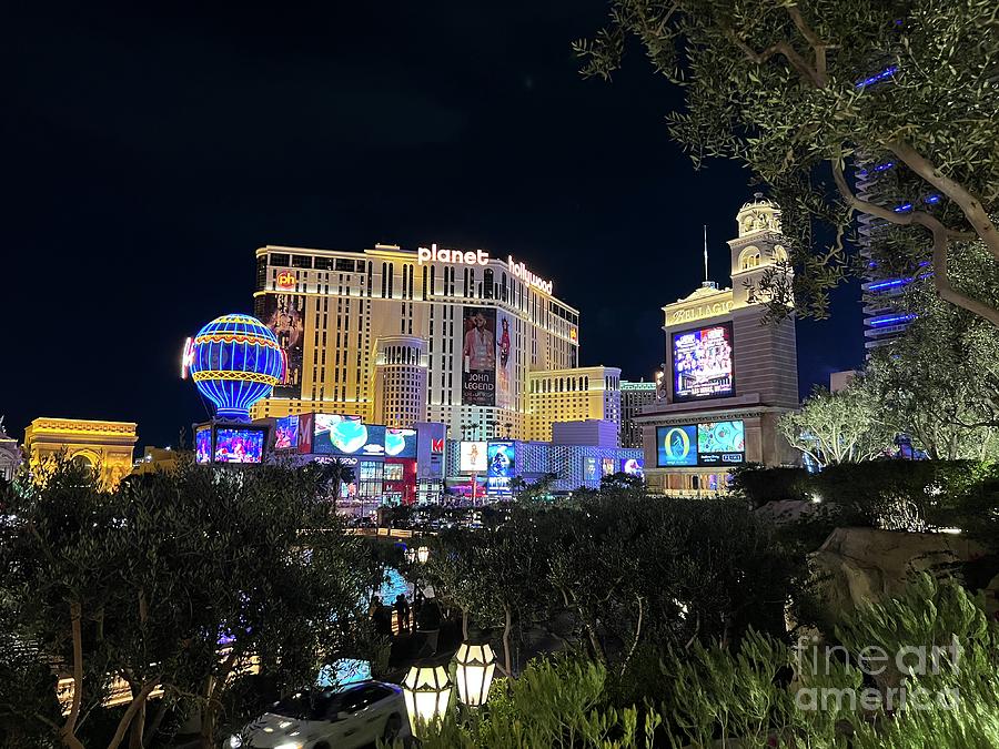 Las Vegas Nevada Night Lights Street Cars Scene Las Vegas Blvd View